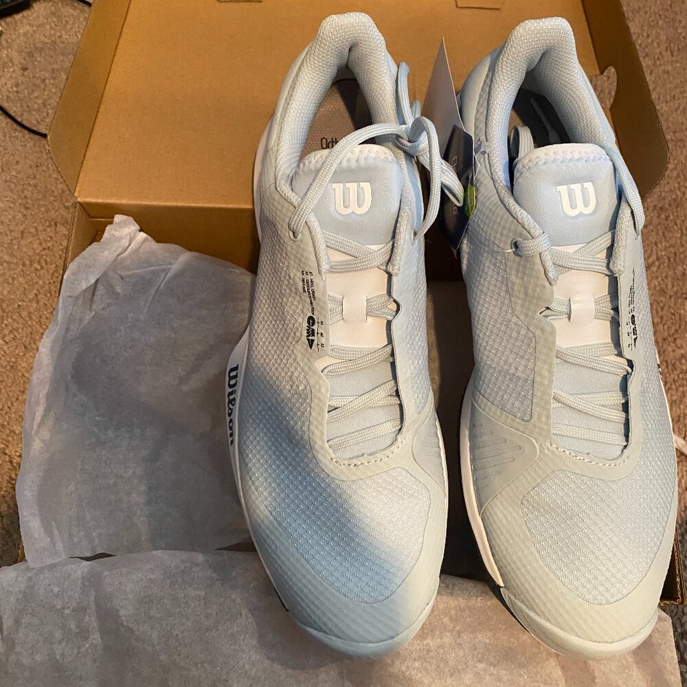 NEW IN BOX Baby Blue Wilson tennis shoes